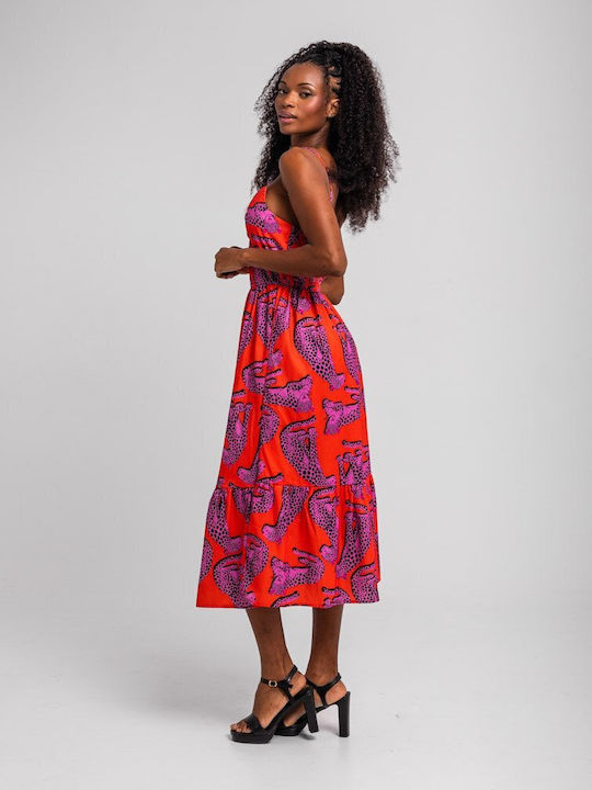 Sommer Midi Damenkleid Orange