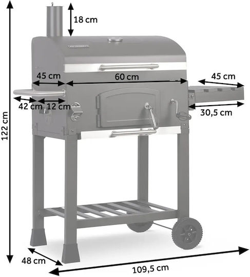 Smartic Rostfreier Stahl Holzkohlegrill mit Thermometer 43x43cm