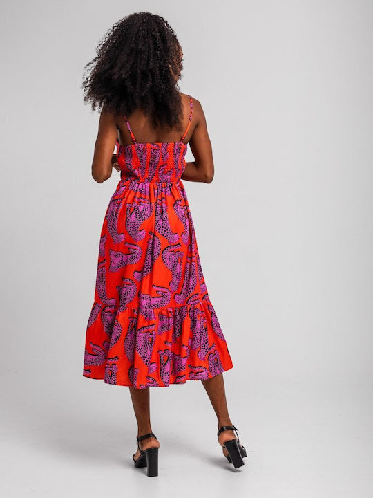 Sommer Midi Damenkleid Orange