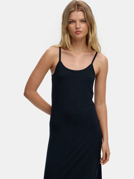 Cami Summer Maxi Slip Dress with Tearing Navy Blue