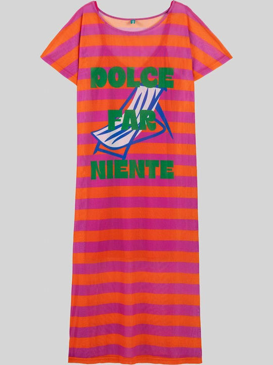 Summer Maxi T-Shirt Dress with Tearing Pink