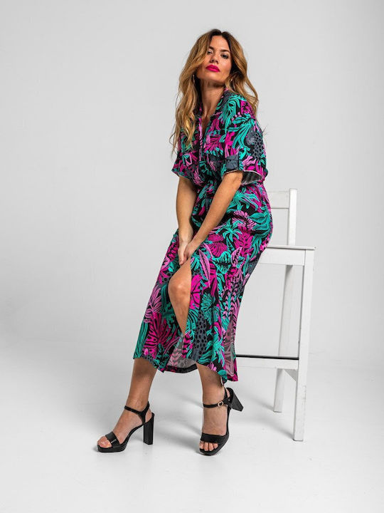 Sommer Midi Hemdkleid Blumen