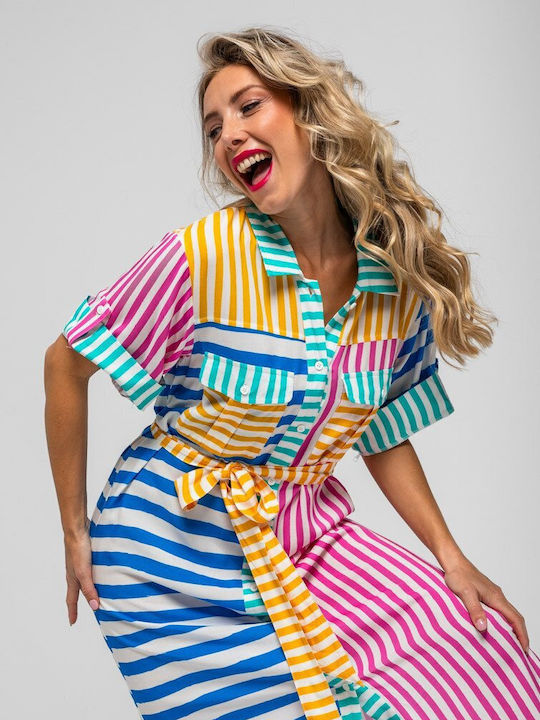 Sommer Midi Hemdkleid Safari