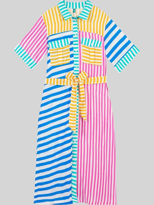 Sommer Midi Hemdkleid Safari