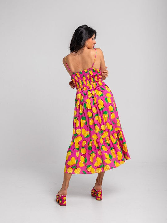Sommer Midi Damenkleid Zitronengelb