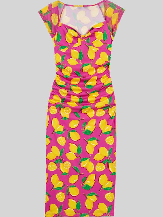 Summer Midi Drape Dress Pink