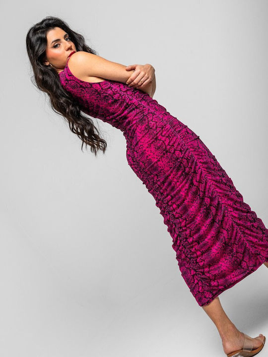 Summer Midi Evening Dress Drape with Tearing Snake