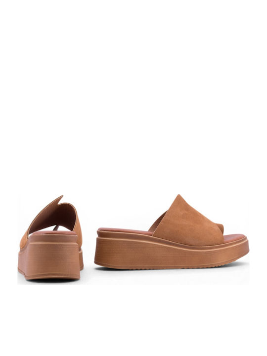 Summer Women's Platform Shoes in Brown Slipper Style