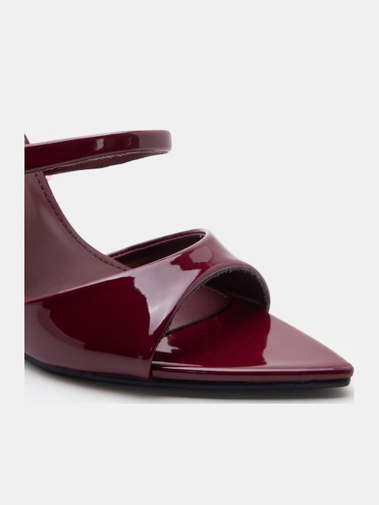 Mules With High Heel In Burgundy Colour