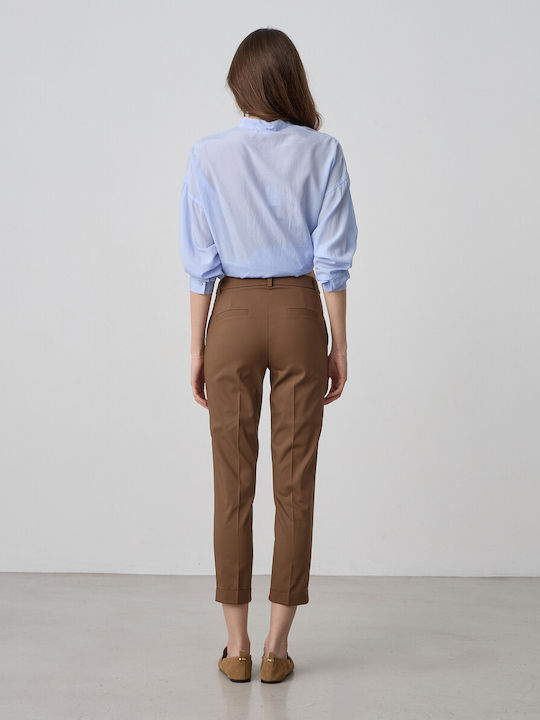 Pantaloni Capri Din Țesătură Pentru Femei Maro