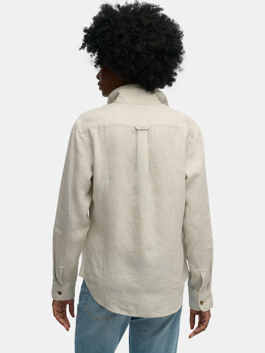 Long Sleeve Women's Linen Shirt Beige