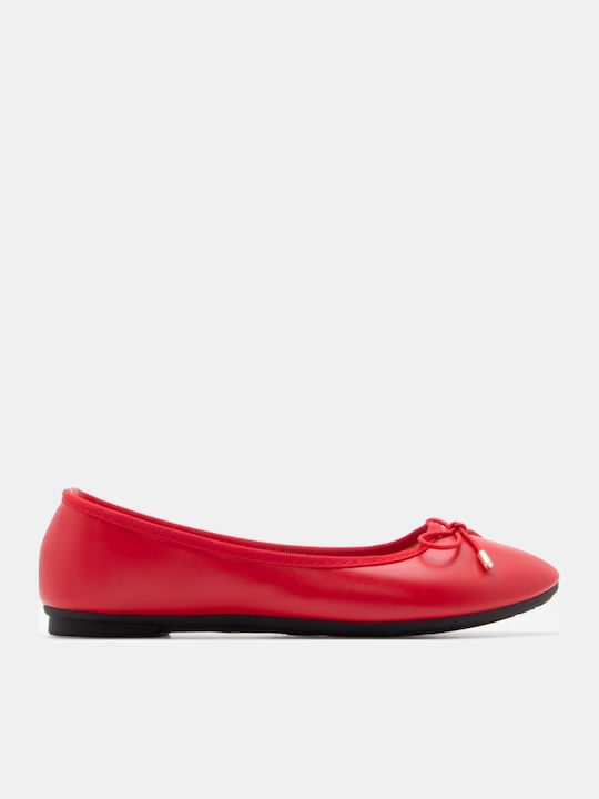 Women's Pointed Toe Ballerina Shoes In Red Color