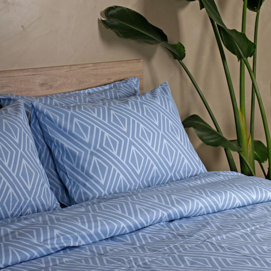 White Fabric Parker Σετ Σεντόνια King Size 260x270εκ. Μπλε (4τμχ)