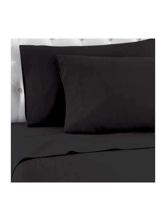 TnS Sheet King Size with Elastic 180x200+30cm. Black