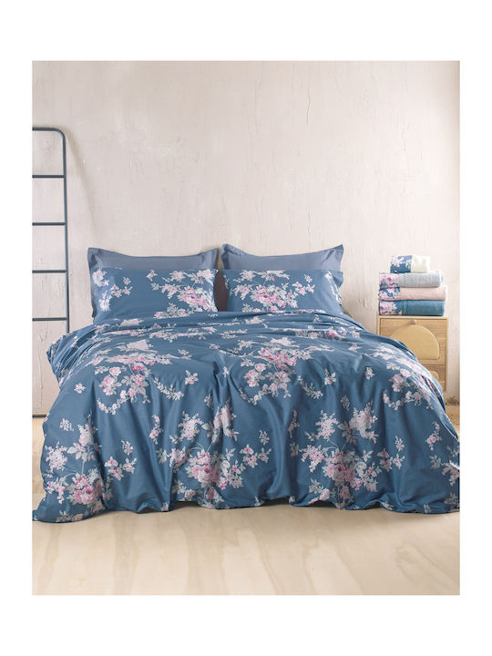 Rythmos Springtime Nova Σετ Σεντόνια King Size 270x290εκ. Navy Μπλε (4τμχ)