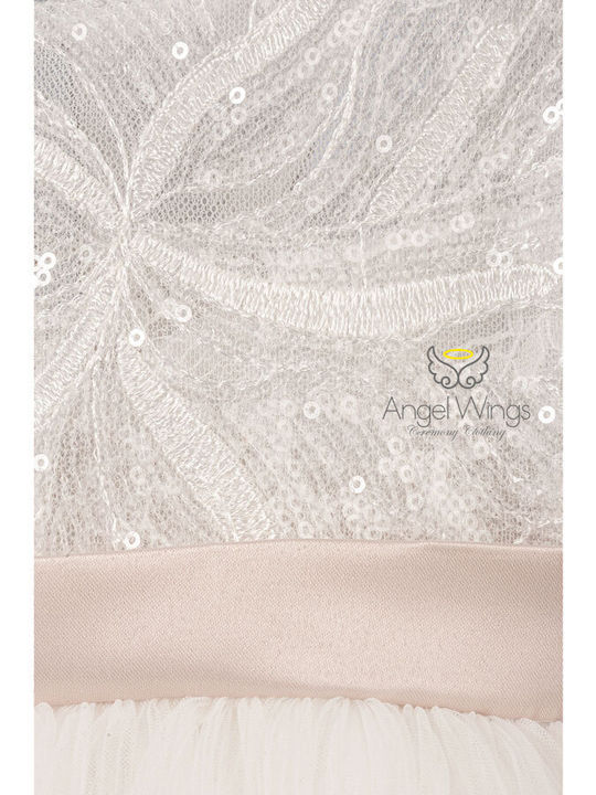 Angel Wings Λευκό Φόρεμα Βάπτισης
