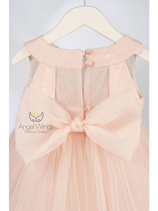 Angel Wings Pink Baptism Dress