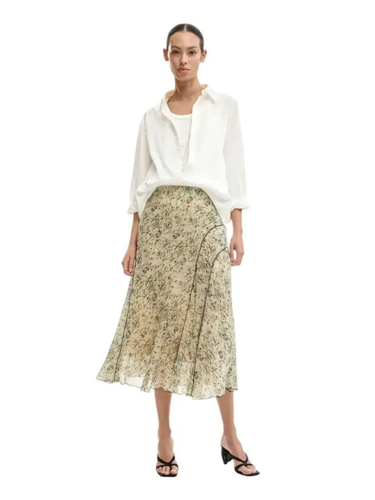 Leather Maxi Skirt Beige