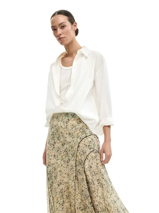 Leather Maxi Skirt Beige