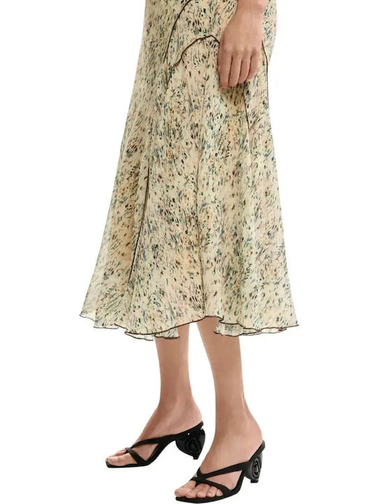Leather Maxi Skirt Beige