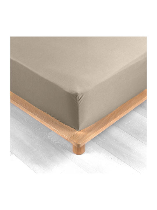 Douceur d'Intérieur Percaline Σεντόνι Διπλό με Λάστιχο 140x190εκ. Sand Color