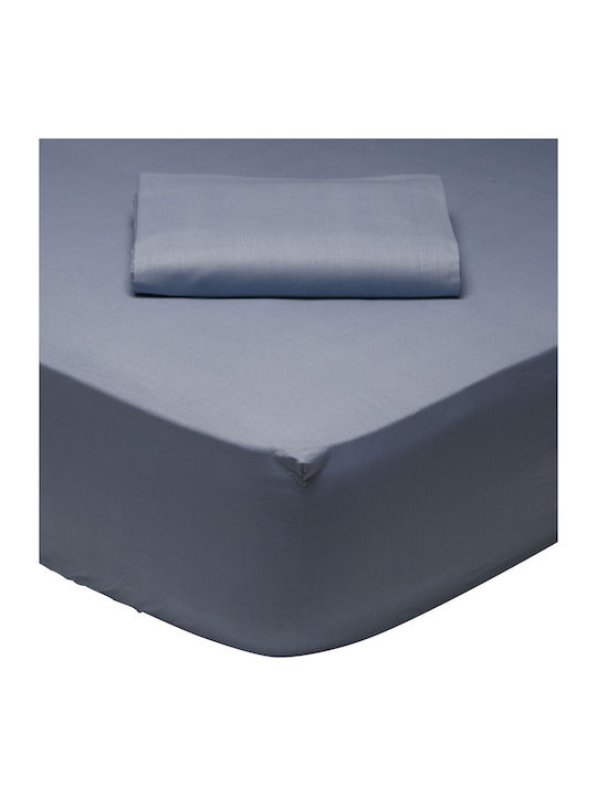 Das Home Bettlaken Super-Doppel mit Gummiband 170x200+35cm. 1006 Blau