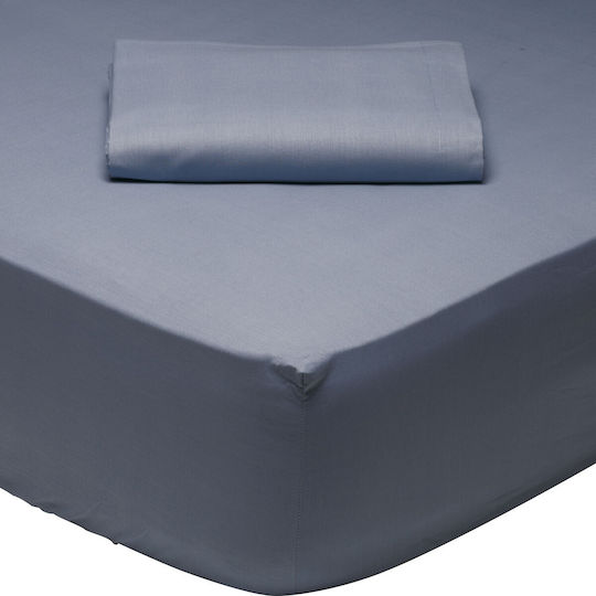 Das Home Bettlaken Super-Doppel mit Gummiband 170x200+35cm. 1006 Blau