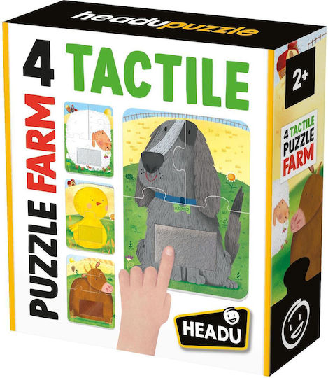 Headu 4 Puzzle Tactile cu Animale de Fermă Piese Mari Copii Peste 2 Ani