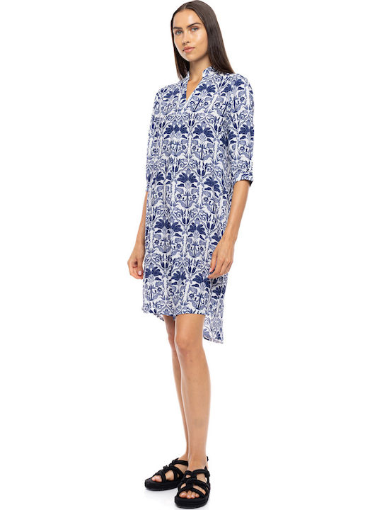 Pink Label Damenkaftan Damenbademode Beachwear Blau Tropisch
