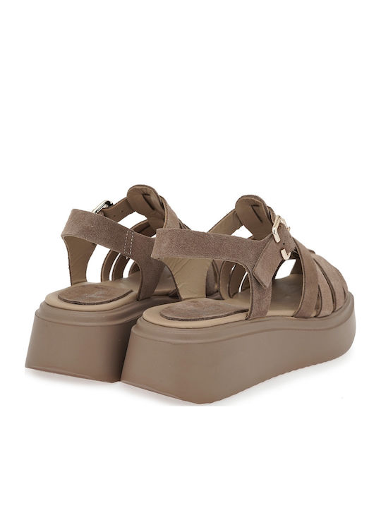 Sommer Damenplattformen Braun W455A1112547-SIGARO Wildleder