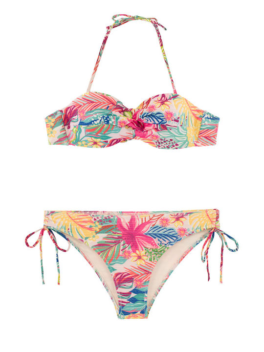 Costum De Baie Bikini Push-up Cu Burete Lurex Glam Bej-Roz Damă