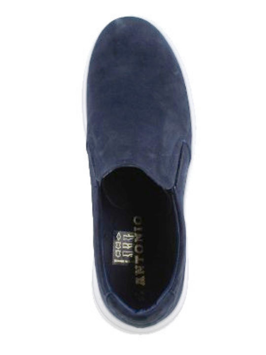 Leder Herren Slip-Ons Blau