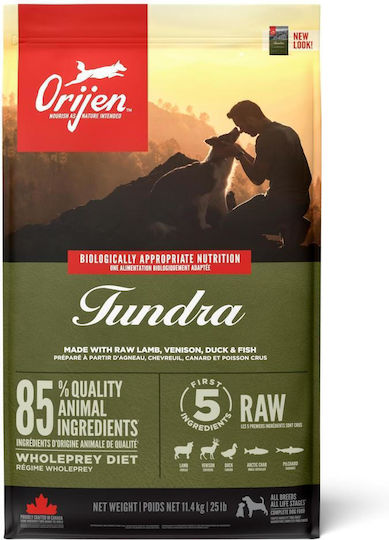 Orijen Tundra 11.4kg Dry Food Grain-Free for Adult Dogs with Chicken, Fish, Meat, Turkey and Duck
