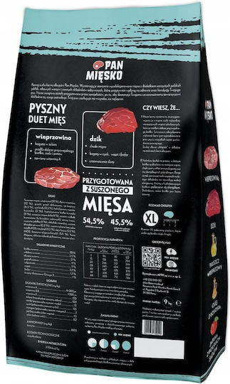 Pan Miesko 9kg Dry Food Gluten-Free for Adult Large Breed Dogs with Pork, Meat and Wild Boar