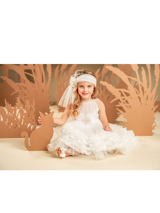 Baby Bloom Λευκό Φόρεμα Βάπτισης από Τούλι