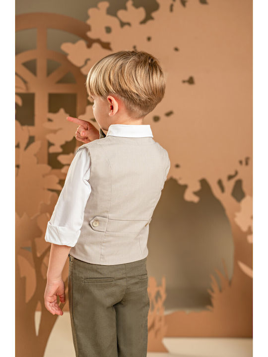 Baby Bloom Baptism Suit with Vest for Boy Khaki