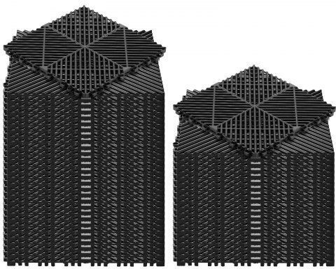 Vevor Set Plastic Floor with 50 Tiles 1.5mm L31xW31cm Black