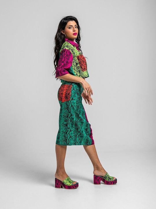 High Waist Midi Skirt Snake