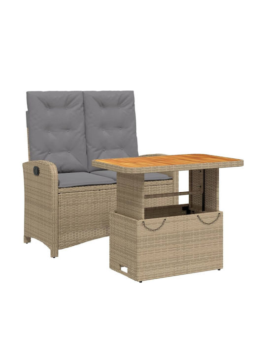 Garden & Outdoor Furniture Sets Dining Room 2 Pieces Beige with Pillows