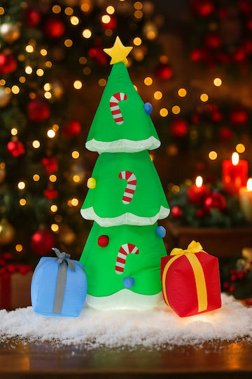 Inflatable Outdoor Christmas Tree Led Lighting Built-in Compressor 180x80x80 Cm Green
