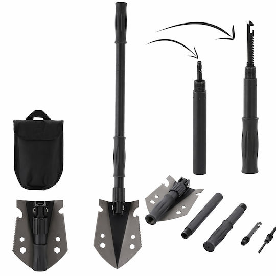 Lopată Multifuncțională Pliabilă 9-in-1 Camping Grădină Oțel 70 Cm Neagră