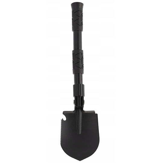 Lopată Multifuncțională Pliabilă 5-în-1 Camping Grădină Oțel Mangan Măsoară 41 Cm Neagră