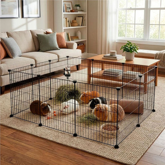 Țarc pliabil din plastic pentru câini 143x71x46 cm Negru