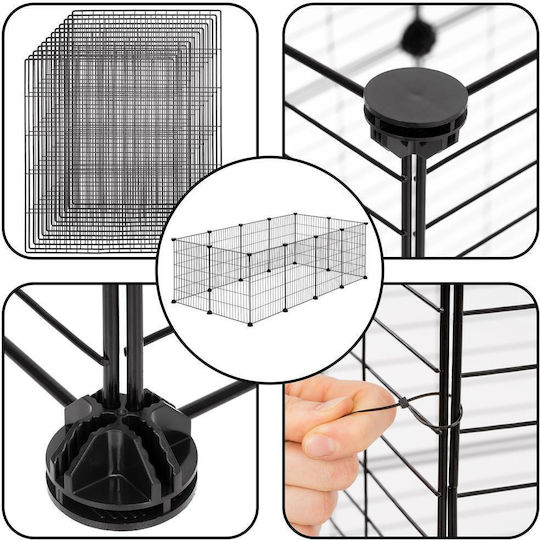 Țarc pliabil din plastic pentru câini 143x71x46 cm Negru