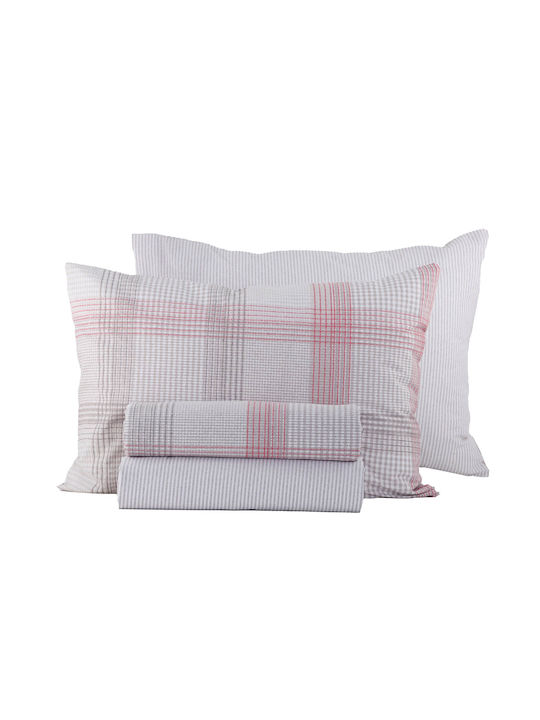 Nef-Nef Homeware Sheet Sets King Size with Elastic 180x200+32cm. Bradford Coral 4pcs