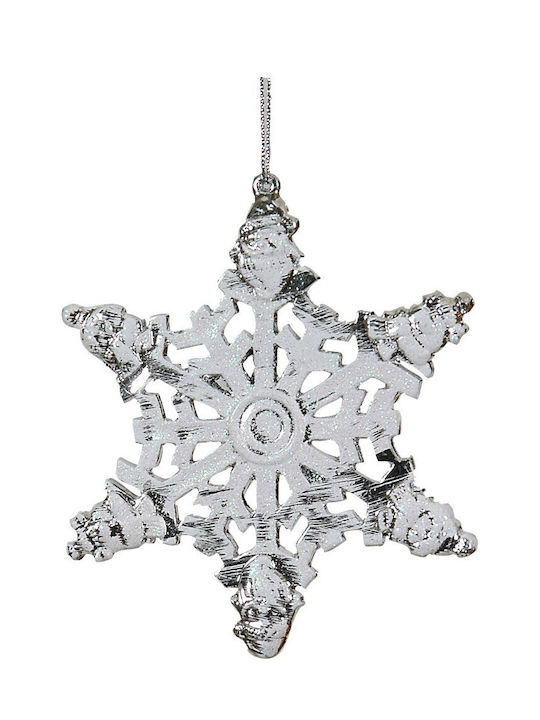 Lianos Snowflake Plastic Silver Christmas Tree Ornament 12x12cm