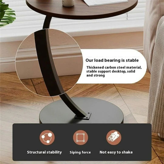 Round Side Table Wooden Brown M40xL40xH60cm