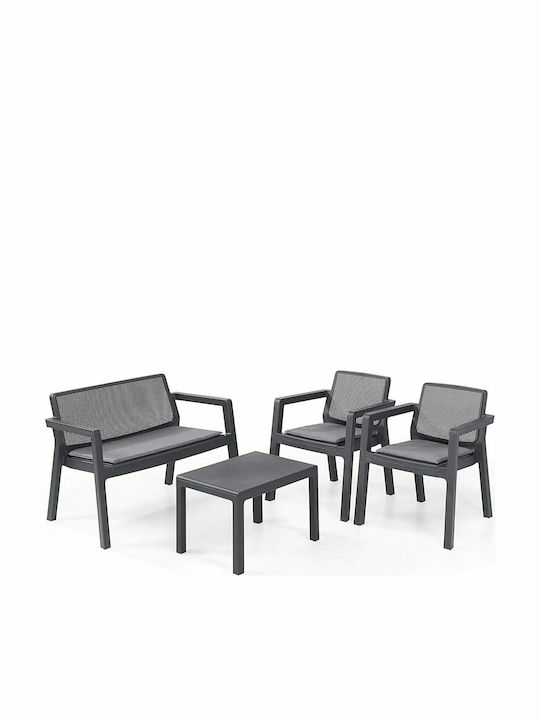 Keter Garten- und Outdoor-Möbelsets Wohnzimmer Typsatz Emily 4 Stück Graphit