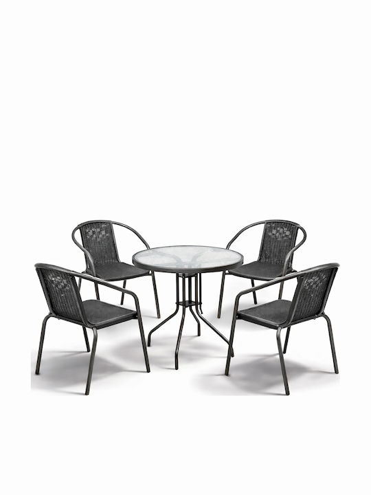 Outdoor Living Room Set 5 Pieces Gray