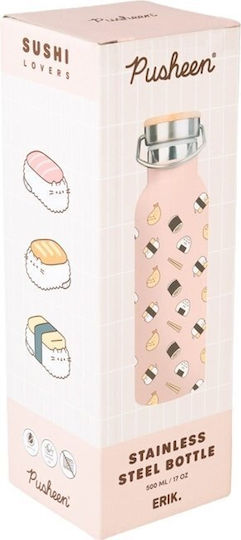 Pusheen Stainless Steel Kids Water Bottle Thermos Pink 500ml